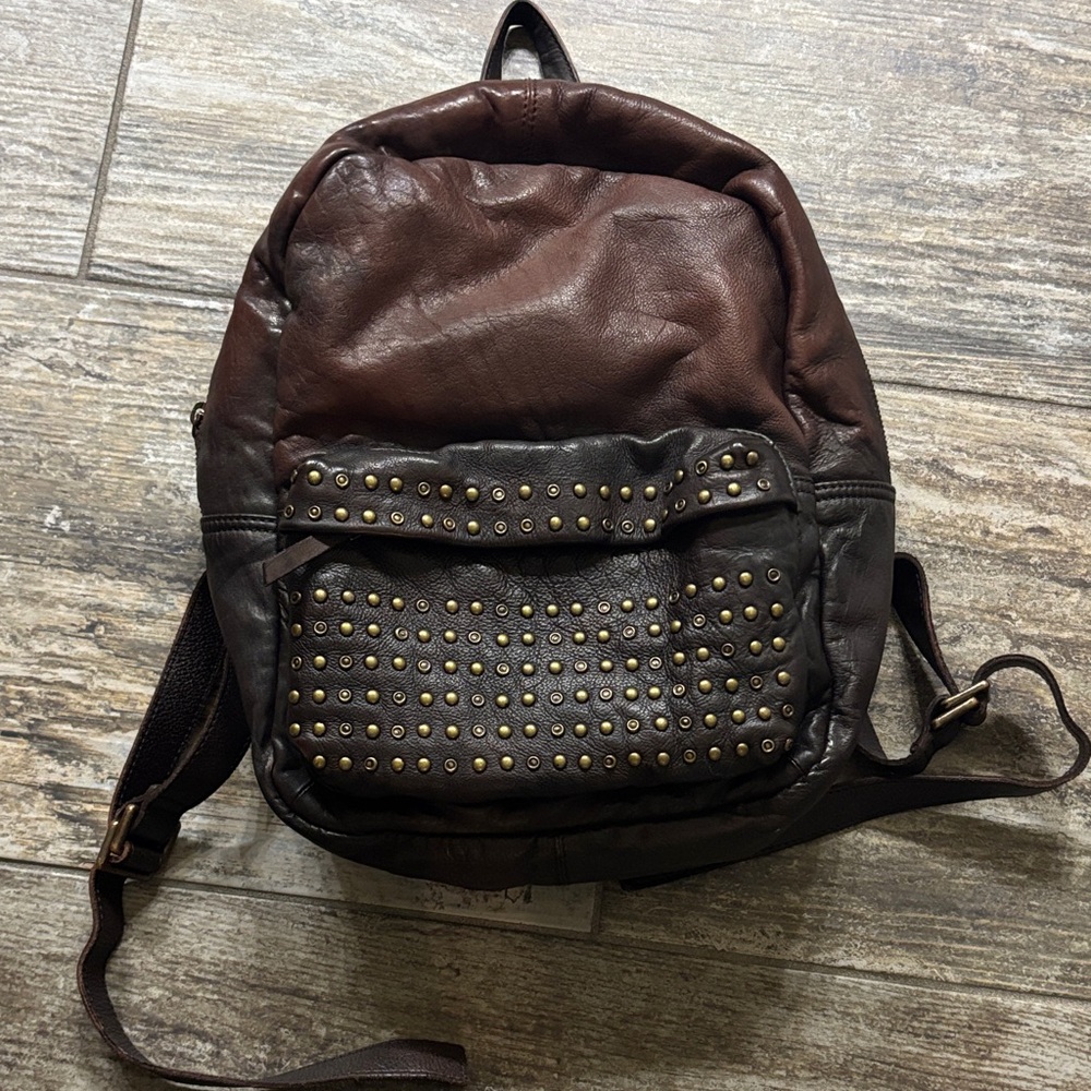 Free People Brown Leather Backpack
